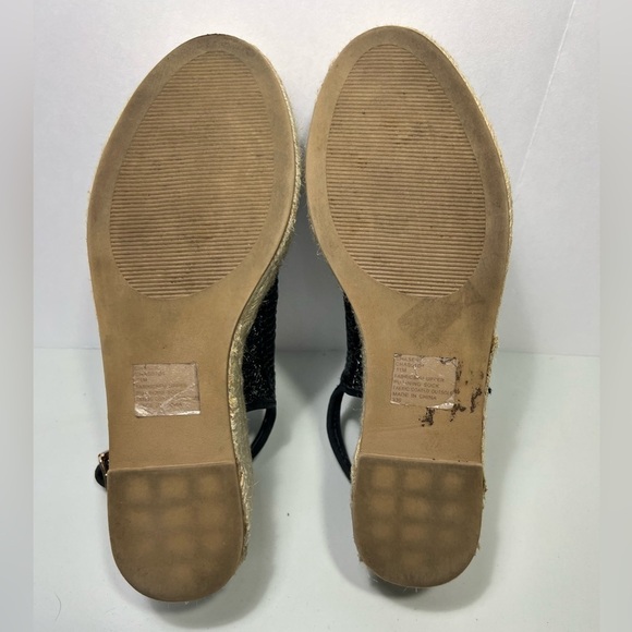 Steven by Steve Madden Jute Platform Open Toe Black Rose Gold Buckle size 11 - Picture 9 of 9